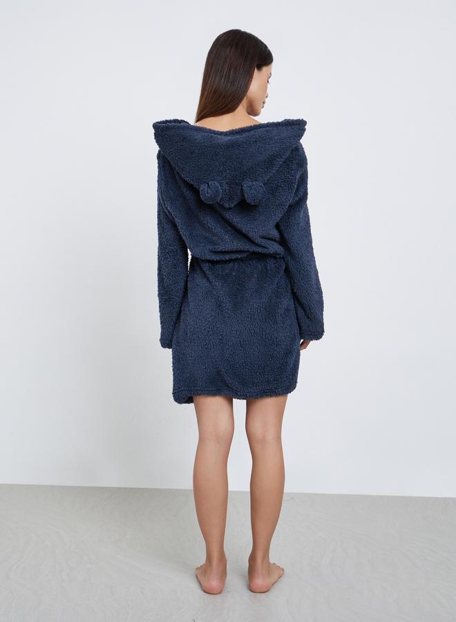 Styli Unwind Bear Ears Hooded Fleece Pocket Robe - Image 4