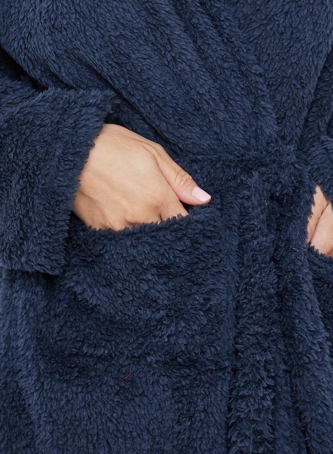 Styli Unwind Bear Ears Hooded Fleece Pocket Robe - Image 3