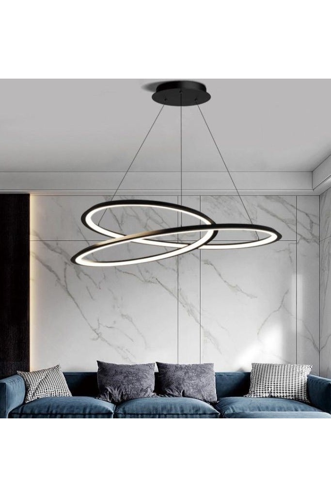 NERFA 💡 Modern Black Frame LED Chandelier – 3-Color Adjustable Lighting - Image 1