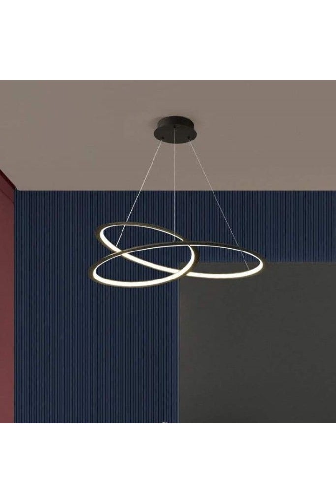 NERFA 💡 Modern Black Frame LED Chandelier – 3-Color Adjustable Lighting - Image 2