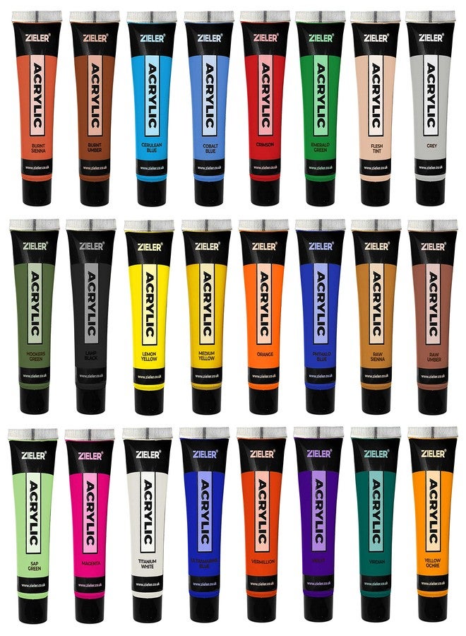 Zieler Premium Acrylic Paint Set (24 Large 22ml Tubes) Ideal for Paper, Canvas, Wood, Ceramic, Fabric & Crafts. Vibrant Colours & Rich Pigments - Image 5