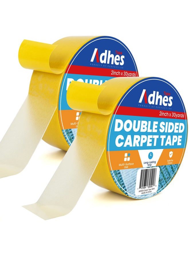 ADHES TAPE PURSUIT OF PERFECTION ADHES Double Sided Carpet Tape for Area Rugs – 2 Inch x 30 Yards x 2 Rolls, Heavy Duty Adhesive, Residue-Free, Rug Grippers for Hardwood Floors, Tile, and Carpeted Surfaces - Image 1