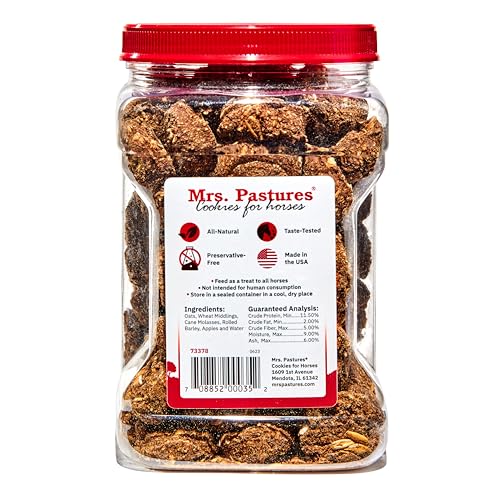 Mrs. Pastures Mrs Pastures Cookies and Treats for Horses - Premium Horse Treats - Made with Apples, Oats, and Rolled Barley - Preservative Free - All Natural Ingredients - No Corn or Soy - Made in USA - (32oz Jar) - Image 2