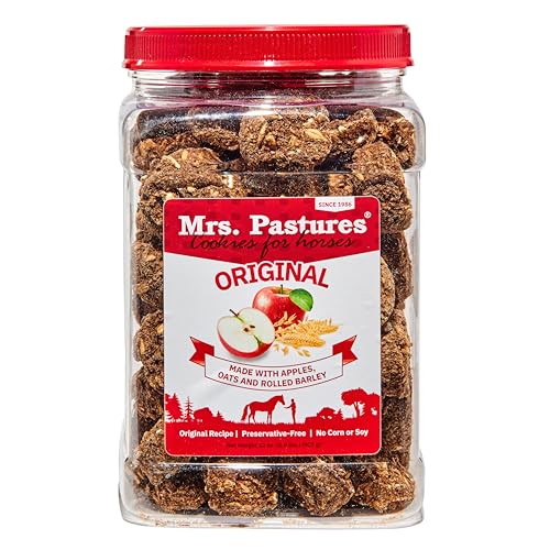Mrs. Pastures Mrs Pastures Cookies and Treats for Horses - Premium Horse Treats - Made with Apples, Oats, and Rolled Barley - Preservative Free - All Natural Ingredients - No Corn or Soy - Made in USA - (32oz Jar) - Image 1