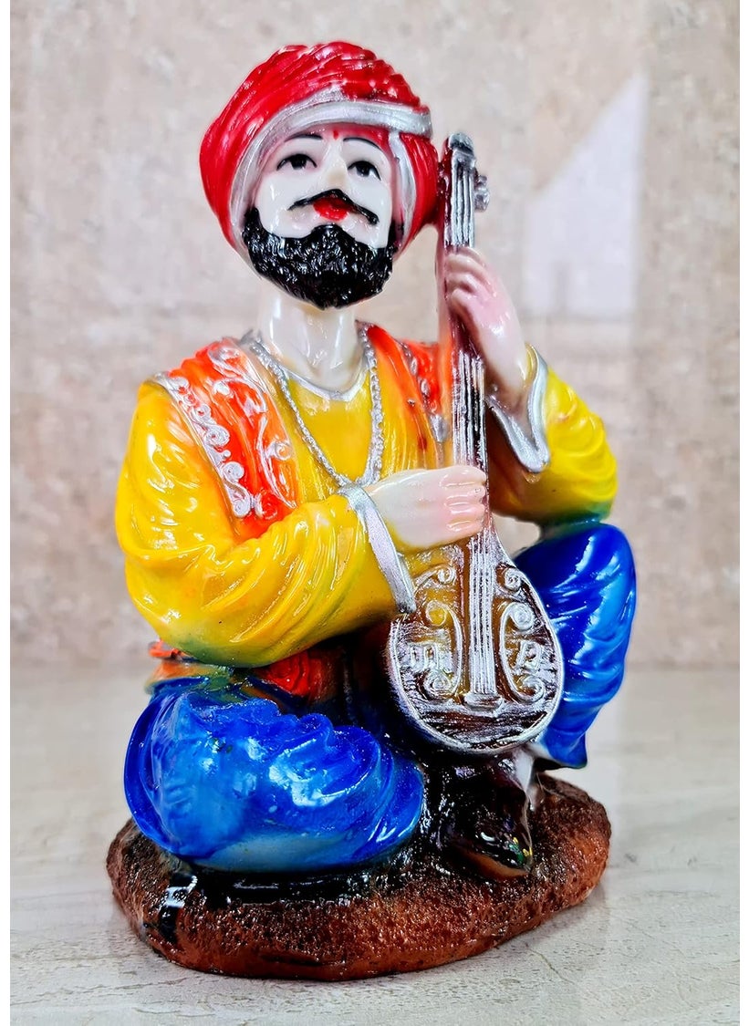 ESPLANADE ESPLANADE Resin Rajasthani Punjabi Musical Folks Showpiece Figurine Sculpture Set of 2 Decorative Items Home Decor YellowMulticolour 66 Inches  - Image 2