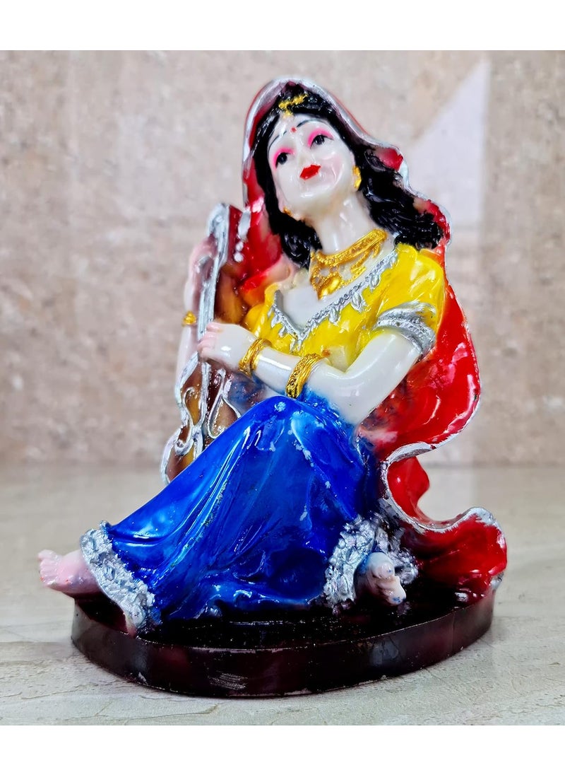 ESPLANADE ESPLANADE Resin Rajasthani Punjabi Musical Folks Showpiece Figurine Sculpture Set of 2 Decorative Items Home Decor YellowMulticolour 66 Inches  - Image 5