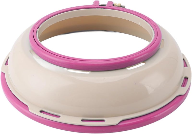 Double Sided Embroidery Hoop Stand, Punch Needle Stand Hoop Frame, 16.5cm and 25cm Round Embroidery Hoop for Cross Stitch Quilting, Secure Clamp Design with Sturdy Plastic Construc (Rose Red) - Image 1