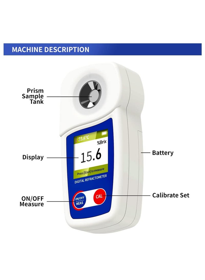 Digital Brix Refractometer Range 0-35% ±0.2% Range High Precision Fruit Meter with Automatic Temperature Compensation LCD Display IP65 Water and Dust Proof for Fruit Juice Coffee and More  - Image 3