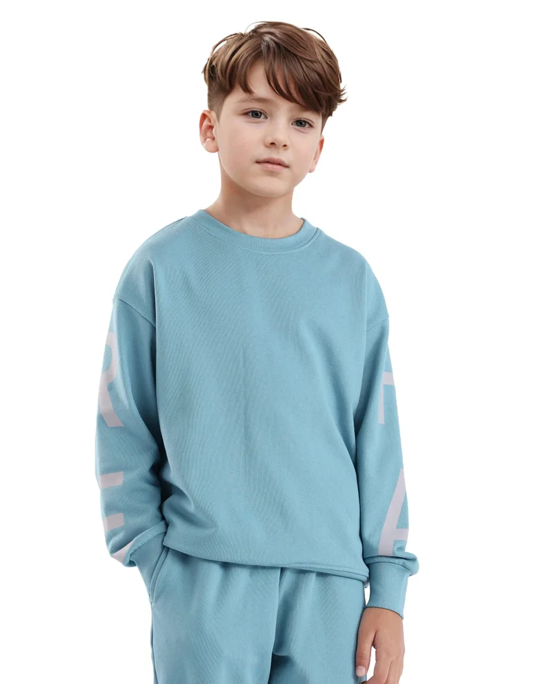 رير ونز Rare Ones Kids Joen Blue Cotton Poly Full Sleeve Plastisol Print Sweatshirt