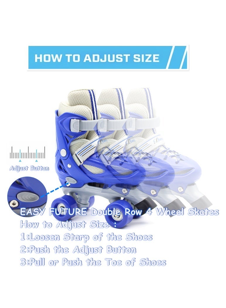 EASY FUTURE Roller Skates for Boys Girls Adjustable Size Double Row 4 Wheel Skates for Indoor Outdoor Kids Including Protective Gear 3 Colors 4 Sizes to Choose NO.1302P - Image 3