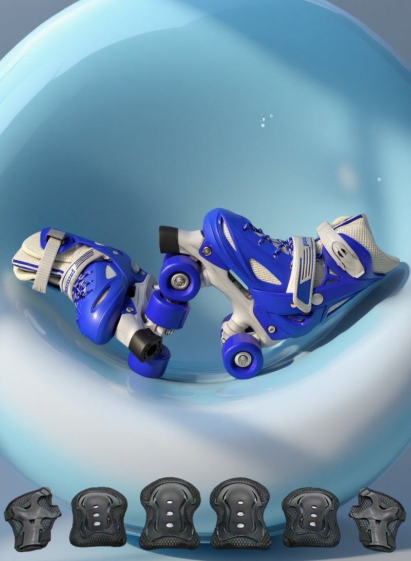 EASY FUTURE Roller Skates for Boys Girls Adjustable Size Double Row 4 Wheel Skates for Indoor Outdoor Kids Including Protective Gear 3 Colors 4 Sizes to Choose NO.1302P - Image 1