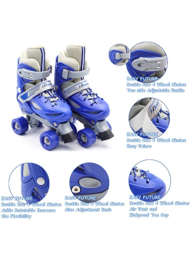 EASY FUTURE Roller Skates for Boys Girls Adjustable Size Double Row 4 Wheel Skates for Indoor Outdoor Kids Including Protective Gear 3 Colors 4 Sizes to Choose NO.1302P - Image 2