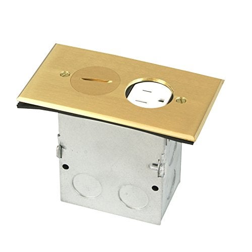 ENERLITES Screw Cap Cover Floor Box kit, 5” x 2.8” 1-Gang, 20A Tamper-Weather Resistant Duplex Receptacle Outlet, Watertight Gasket, Corrosive Resistant, UL Listed, 975506-C, Brass - Image 3