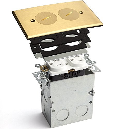 ENERLITES Screw Cap Cover Floor Box kit, 5” x 2.8” 1-Gang, 20A Tamper-Weather Resistant Duplex Receptacle Outlet, Watertight Gasket, Corrosive Resistant, UL Listed, 975506-C, Brass - Image 2