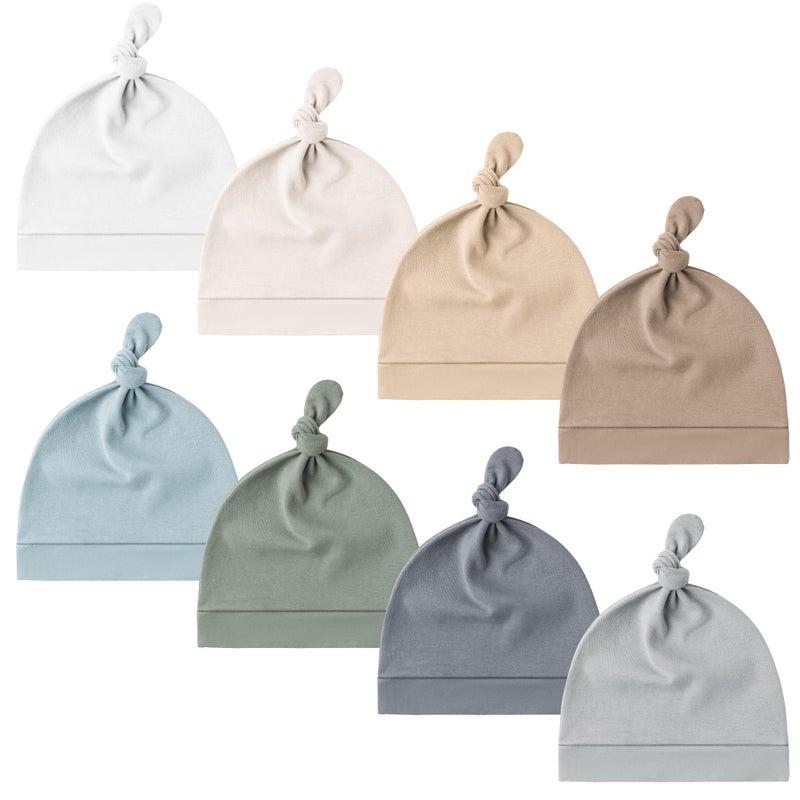 Konssy 8 Pack Baby Newborn Hats Set Knot Beanie Hats Soft for Infant Baby Girls Boys Caps 06 Months