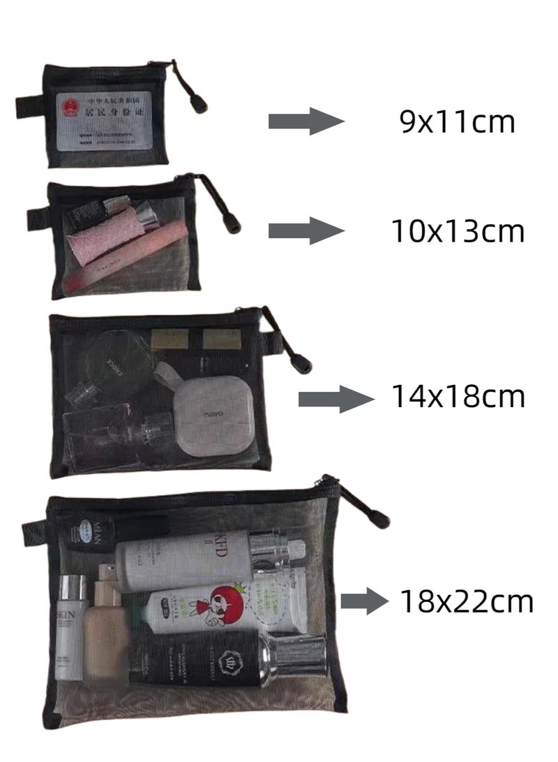 زيلو حقائب الشبكة (8 حزمة) ، أحجام متعددة ، حقائب شبكة صغيرة مع سحاب نايلون حقائب المكياج حقيبة مستحضرات التجميل حقيبة السفر محفظة منظم إدراج حفاضات داخل حقيبة - Image 5