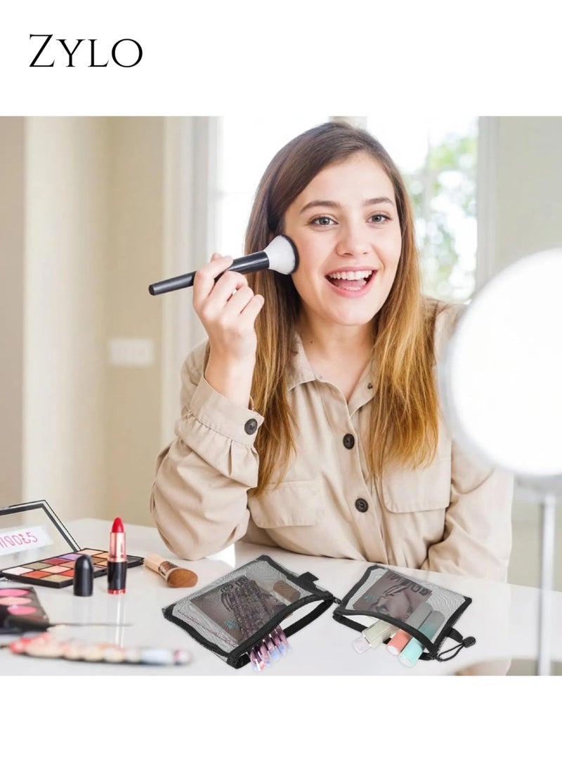 زيلو حقائب الشبكة (8 حزمة) ، أحجام متعددة ، حقائب شبكة صغيرة مع سحاب نايلون حقائب المكياج حقيبة مستحضرات التجميل حقيبة السفر محفظة منظم إدراج حفاضات داخل حقيبة - Image 3