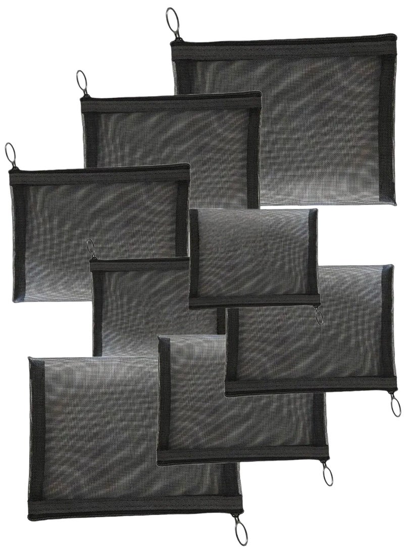 زيلو حقائب الشبكة (8 حزمة) ، أحجام متعددة ، حقائب شبكة صغيرة مع سحاب نايلون حقائب المكياج حقيبة مستحضرات التجميل حقيبة السفر محفظة منظم إدراج حفاضات داخل حقيبة - Image 1