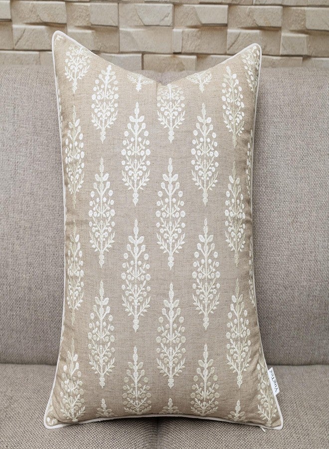 YugTex Chandni Paiseley Embroiderd Decorative Square Accent Throw Pillow Cover - Sofa, Chair, Couch, Bedroom, Living Room, Farmhouse Home Decor - 20x20 Inches-Natural - Image 4