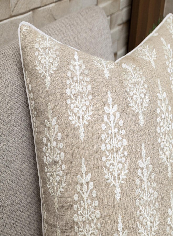 YugTex Chandni Paiseley Embroiderd Decorative Square Accent Throw Pillow Cover - Sofa, Chair, Couch, Bedroom, Living Room, Farmhouse Home Decor - 20x20 Inches-Natural - Image 3
