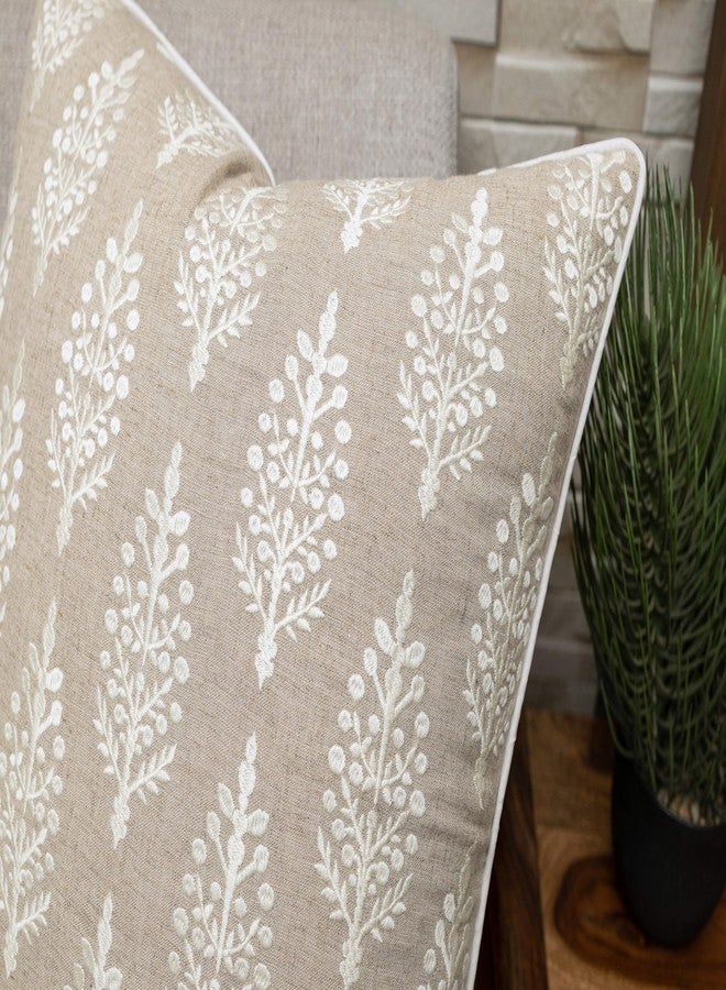 YugTex Chandni Paiseley Embroiderd Decorative Square Accent Throw Pillow Cover - Sofa, Chair, Couch, Bedroom, Living Room, Farmhouse Home Decor - 20x20 Inches-Natural - Image 2