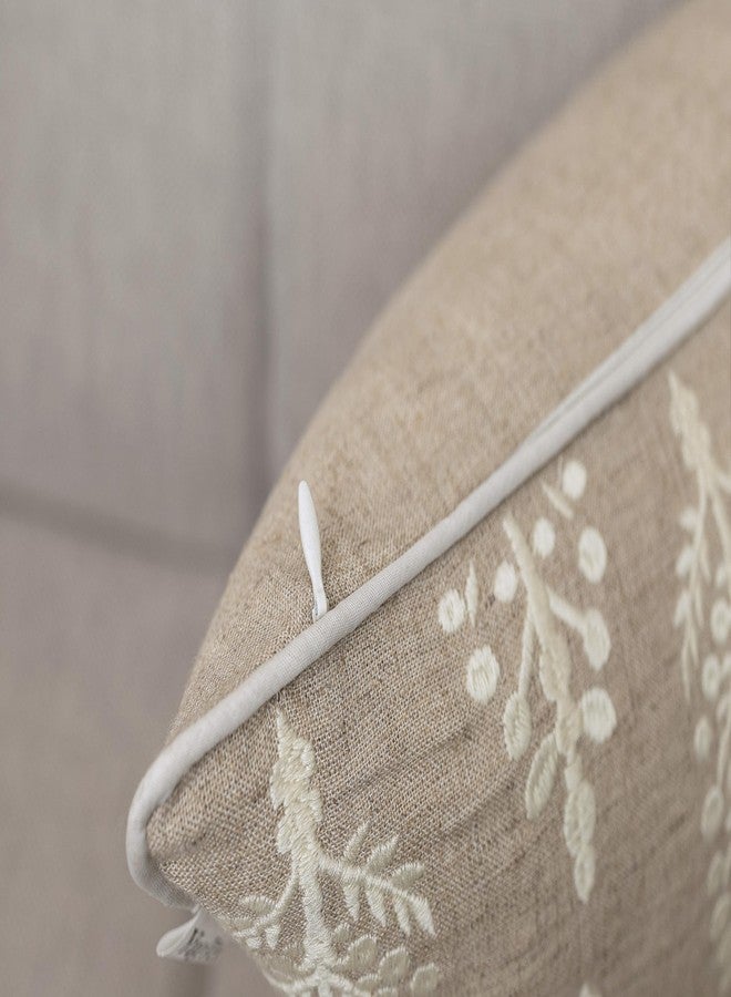 YugTex Chandni Paiseley Embroiderd Decorative Square Accent Throw Pillow Cover - Sofa, Chair, Couch, Bedroom, Living Room, Farmhouse Home Decor - 20x20 Inches-Natural - Image 5