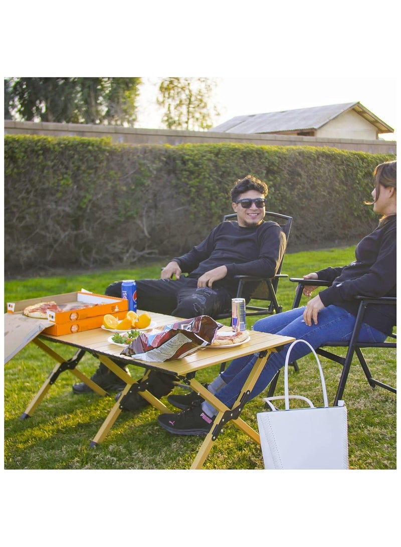 Anmi Folding Camping Table, Lightweight Roll-Up Table Aluminum Low Portable Picnic Table with Easy Carrying Bag for Outdoor, Beach, Picnic, Backyards, BBQ and Party, 115 x 60 x 45cm  - Image 2