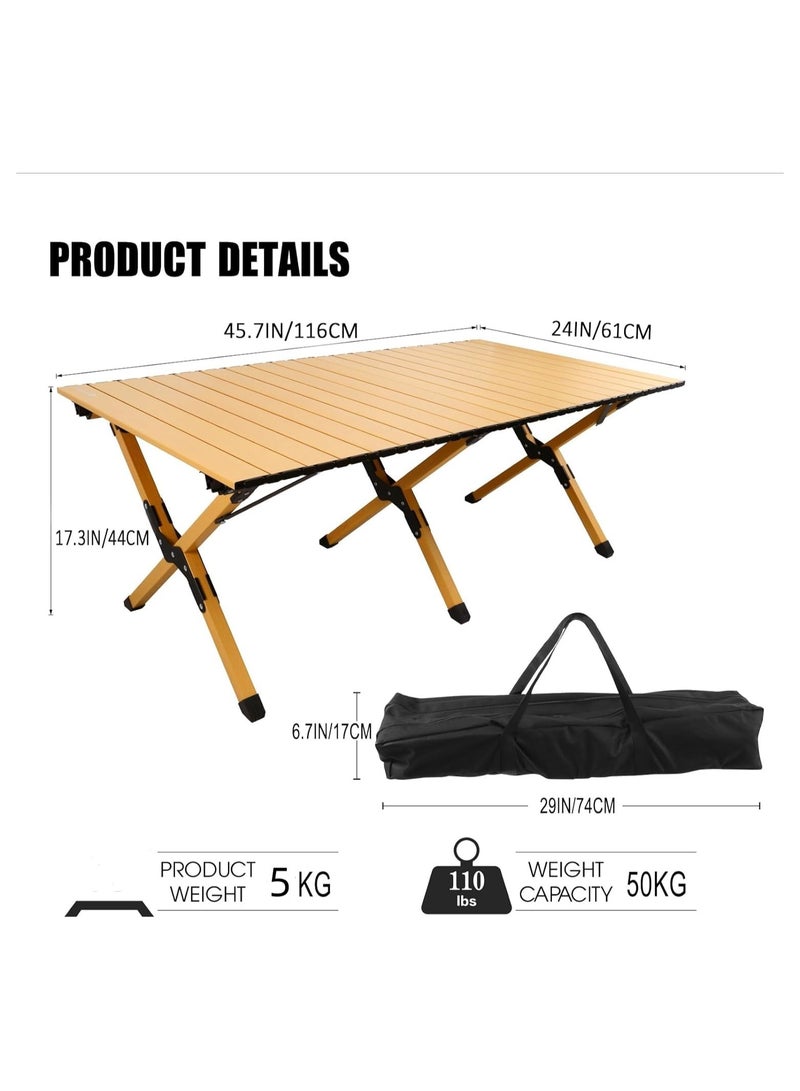 Anmi Folding Camping Table, Lightweight Roll-Up Table Aluminum Low Portable Picnic Table with Easy Carrying Bag for Outdoor, Beach, Picnic, Backyards, BBQ and Party, 115 x 60 x 45cm  - Image 3