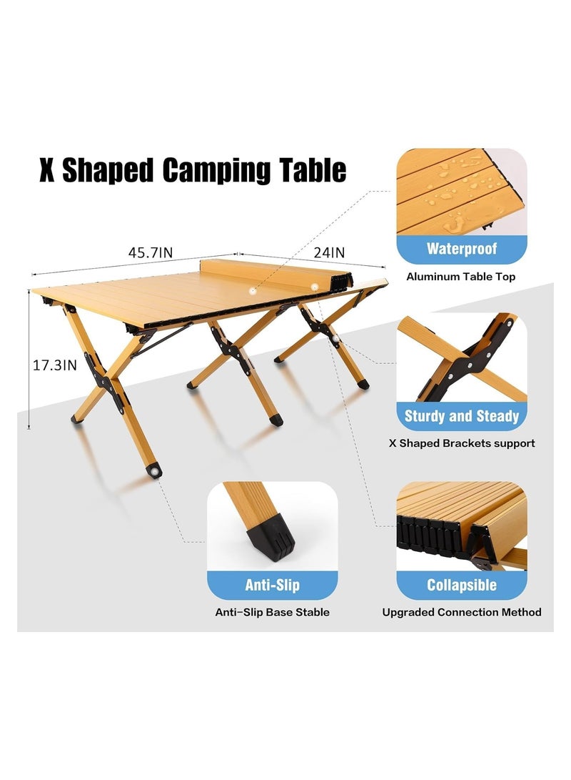 Anmi Folding Camping Table, Lightweight Roll-Up Table Aluminum Low Portable Picnic Table with Easy Carrying Bag for Outdoor, Beach, Picnic, Backyards, BBQ and Party, 115 x 60 x 45cm  - Image 4