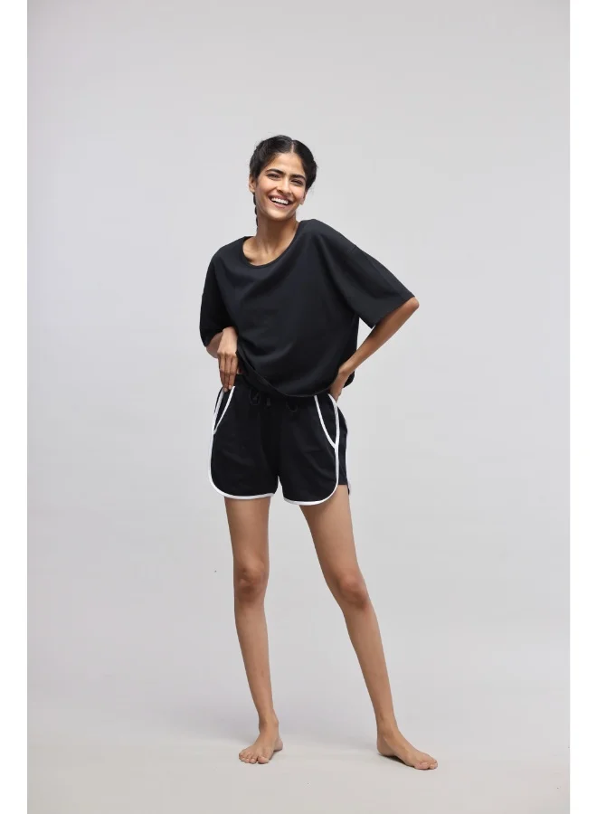 NeceSera Boxy Black Cotton Top