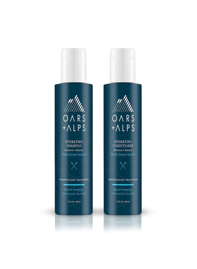 Oars + Alps Men's Sulfate Free Hair Shampoo and Conditioner Set, Infused with Kelp and Algae Extracts, Fresh Ocean Splash, Travel Size 3.4oz Each - Image 1