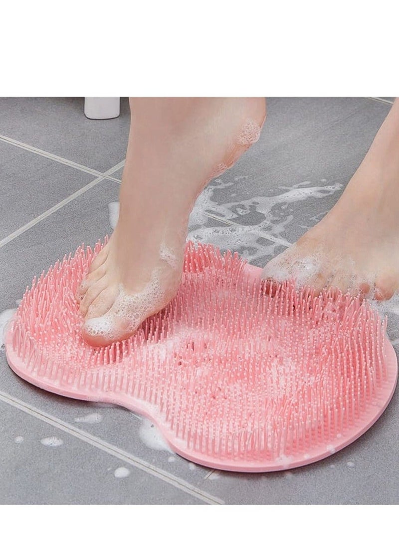 Silicone Bath Massage Pad, Shower Foot Massager Scrubber, Bathroom Wall Mounted Back Scrubber Back Exfoliator Foot Massage Pad Mat with Non Slip Suction Cups for Shower (Pink) - Image 2