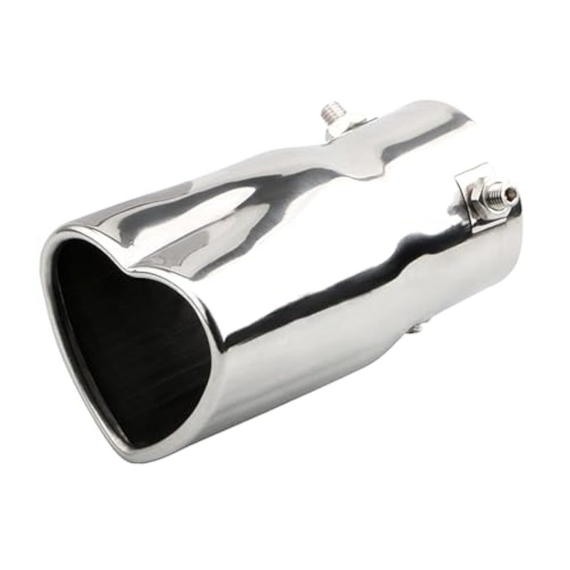 OtpOutopa Car Exhaust Tip 25 inch Inlet Universal Car Exhaust Pipe Modification Tail Throat Tail Pipe Stainless Steel Muffler Tip Adjustable Heart Shaped Car Thickened Pipe StraightSilver