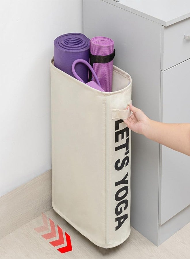 PLUMAZE Yoga Mat Storage Rack,Workout Equipment Organization Slim Belt Pulley Laundry Basket With Handle 50L Dirty Clothes Storage Bin,Yoga Mats and Cloth Storage Organiser For Bedroom,Gym,Multi-Use - Image 4