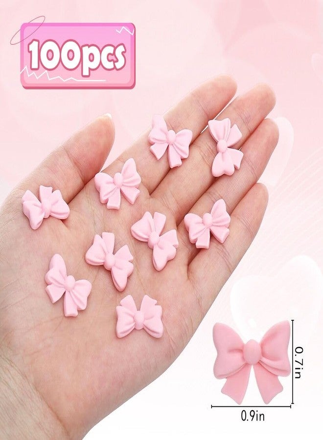 CCUUHJ Pink Bow Resin Slime Charms Bulk, 100 Pieces, Flatback Design for DIY Crafts, Scrapbooking Embellishments, Nail Art, Phone Case Decorations, 0.9x0.7 Inch (Pink) - Image 3
