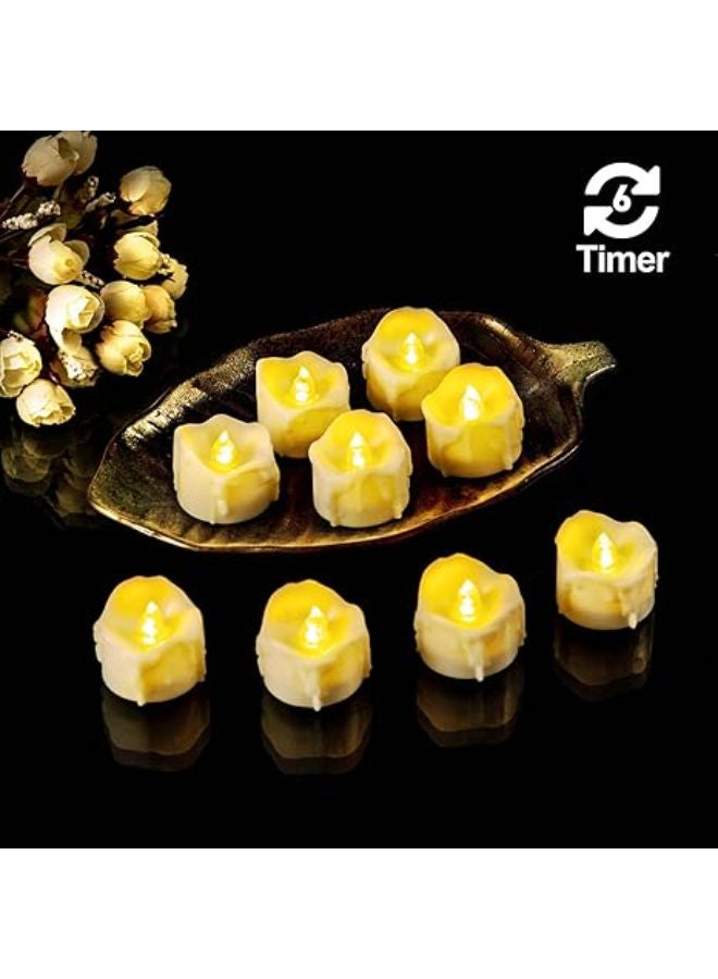 مجموعة من 12 شمعة شاي LED بدون لهب مع مؤقت تعمل بالبطارية - Image 2