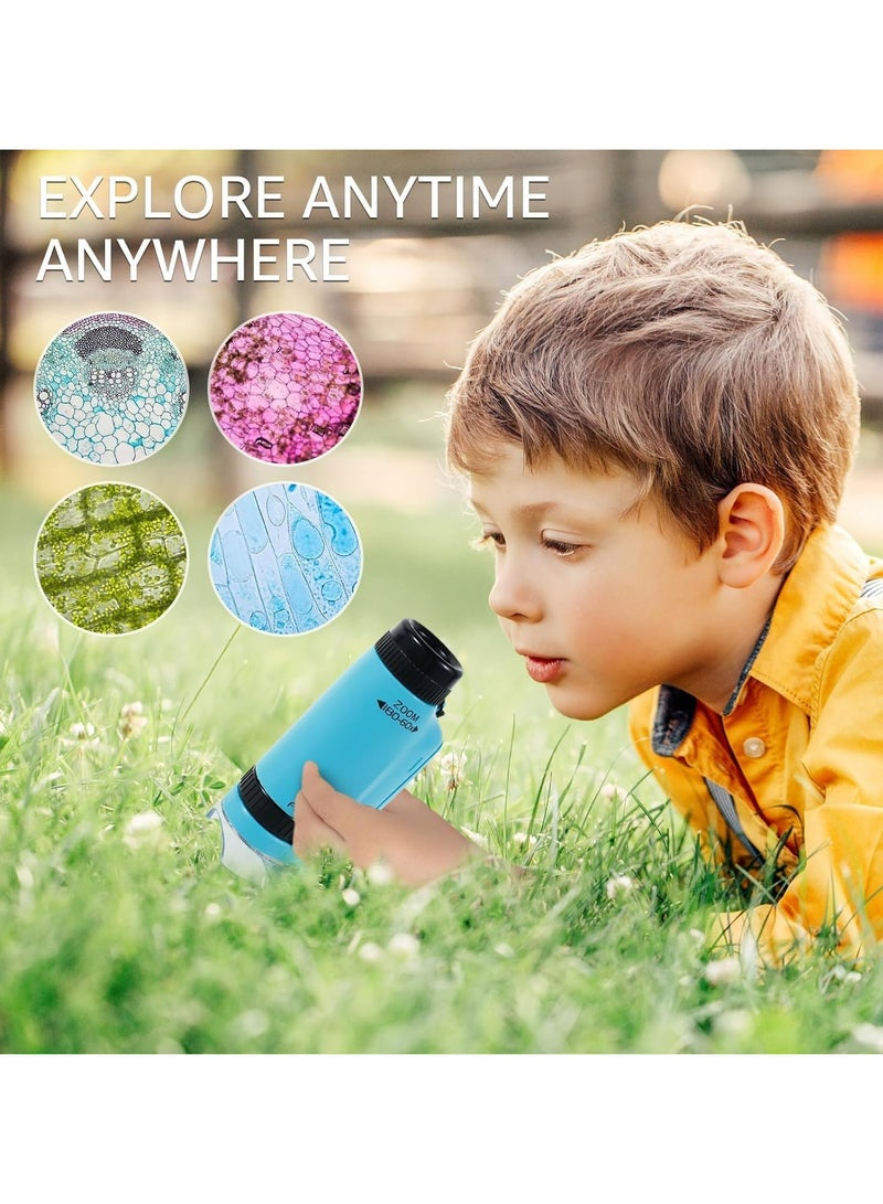 Portable Microscope for Kids, Handheld Miniscope for Kids, Mini Labsters Portable Microscope for Kids Ages 8-12, Pocket Microscope 60x-180x, for STEM Educational Toy, Scientific Experiment - Image 4