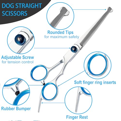 lengnoyp 5 in 1 Premium Dog Grooming Scissors, Professional Dog Scissors for Grooming with Safety Round Tips, Lengnoyp Stainless Steel Thinning Shears, Pet Cat Shears for Grooming Kit - Image 3