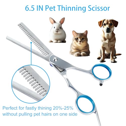 lengnoyp 5 in 1 Premium Dog Grooming Scissors, Professional Dog Scissors for Grooming with Safety Round Tips, Lengnoyp Stainless Steel Thinning Shears, Pet Cat Shears for Grooming Kit - Image 5