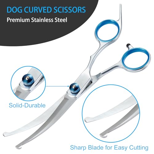 lengnoyp 5 in 1 Premium Dog Grooming Scissors, Professional Dog Scissors for Grooming with Safety Round Tips, Lengnoyp Stainless Steel Thinning Shears, Pet Cat Shears for Grooming Kit - Image 4