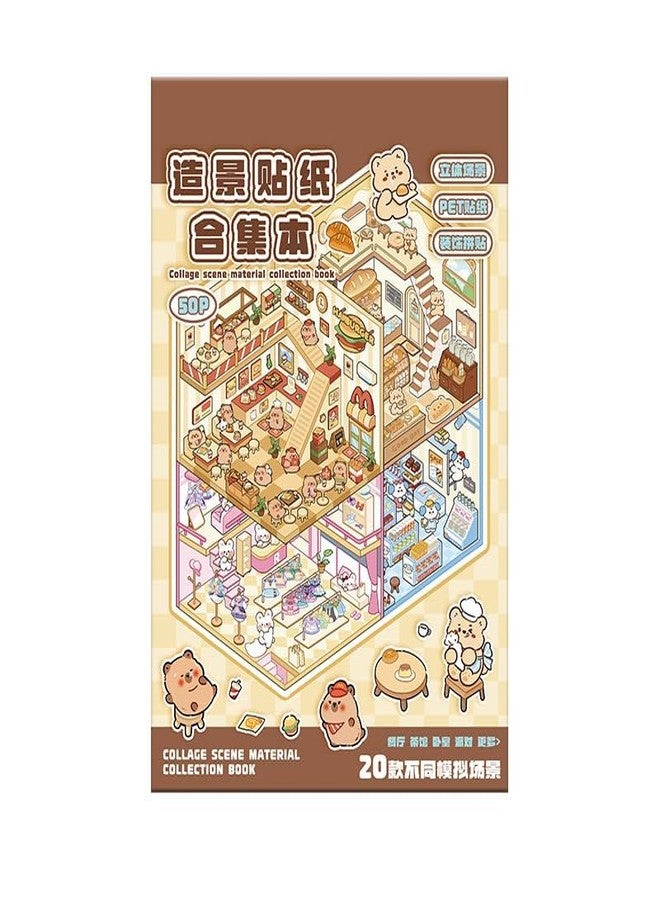 SAJEEVA 20 Sets DIY 3D Sticker Scene Collection Book for Kids Adults Cute Make Your Own Shop House Stickers for Gifts Stickers Therapy for Adult Relief Stress Pass The Time Play Park Hamburg Castle Library - Image 1