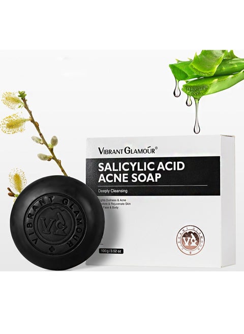 Salicylic Acidacne Soap，Pore Exfoliating Softening Skin Face Deep Cleansing Body Wash Bath Soap Salicylic Acid Acne Treatment Soap（100g）
