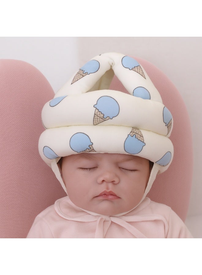 Baby Safety Helmet – Soft Padded Head Protector with Ice Cream Print | Infant Crawling & Walking Gear - Image 1
