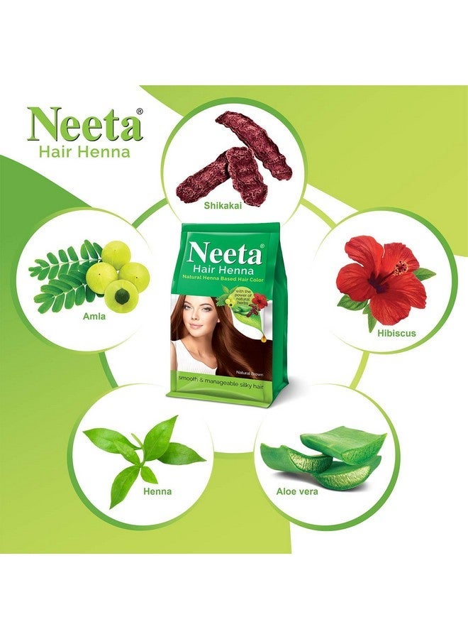Neeta Hair Henna Colour Natural Brown Hair Color with 5 Natural Herbs, Ammonia Free Hair Colour for Women and Men, Natural Henna Based Hair Color (125g, Pack of 4) - Image 3