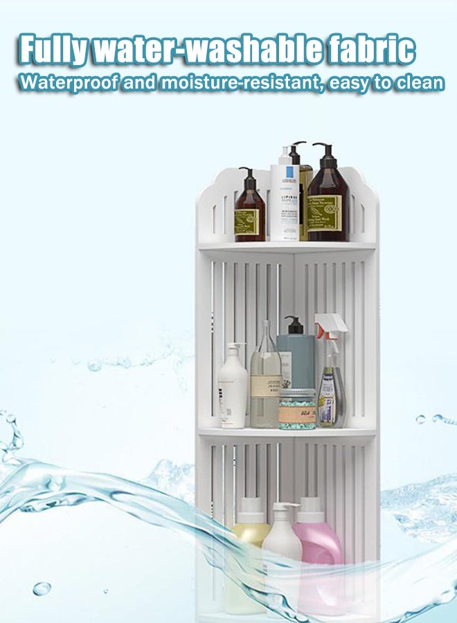 كوزينيست رف زاوية أرضي متعدد الطبقات للحمام أو المطبخ، منظم تخزين قائم بدون حفر، مثالي للمرحاض أو بجانب الحوض أو الدش – يوفر المساحة - Image 2