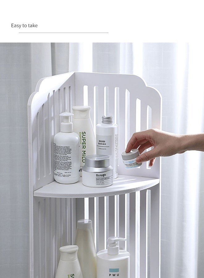 كوزينيست رف زاوية أرضي متعدد الطبقات للحمام أو المطبخ، منظم تخزين قائم بدون حفر، مثالي للمرحاض أو بجانب الحوض أو الدش – يوفر المساحة - Image 5