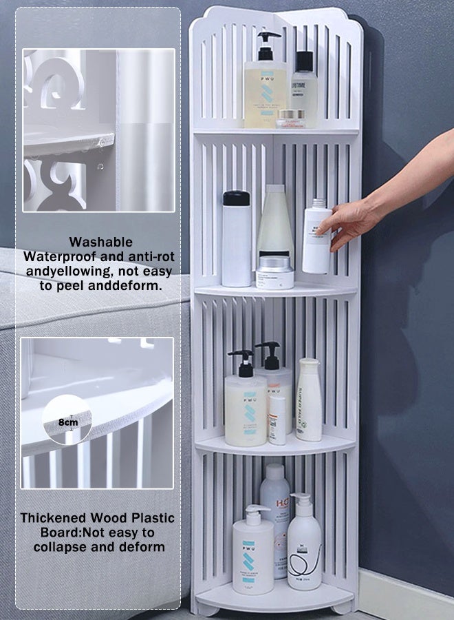 كوزينيست رف زاوية أرضي متعدد الطبقات للحمام أو المطبخ، منظم تخزين قائم بدون حفر، مثالي للمرحاض أو بجانب الحوض أو الدش – يوفر المساحة - Image 4