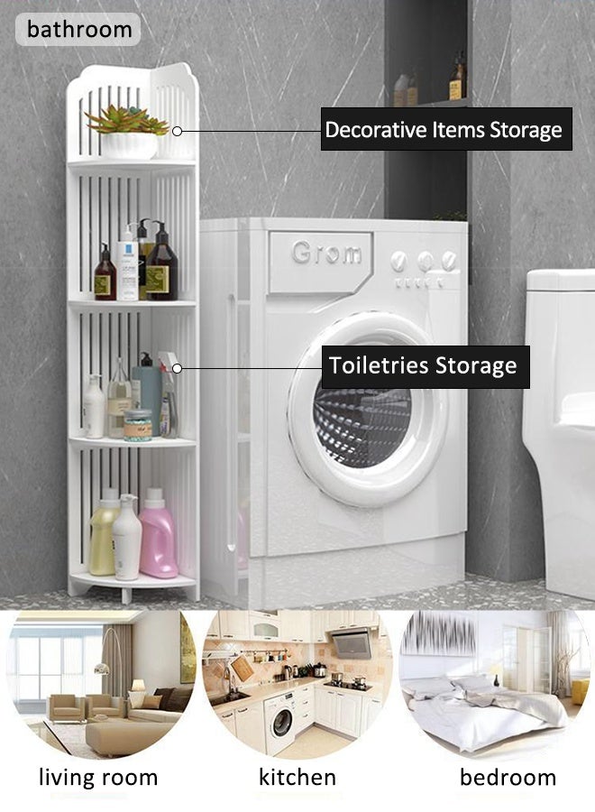 كوزينيست رف زاوية أرضي متعدد الطبقات للحمام أو المطبخ، منظم تخزين قائم بدون حفر، مثالي للمرحاض أو بجانب الحوض أو الدش – يوفر المساحة - Image 3