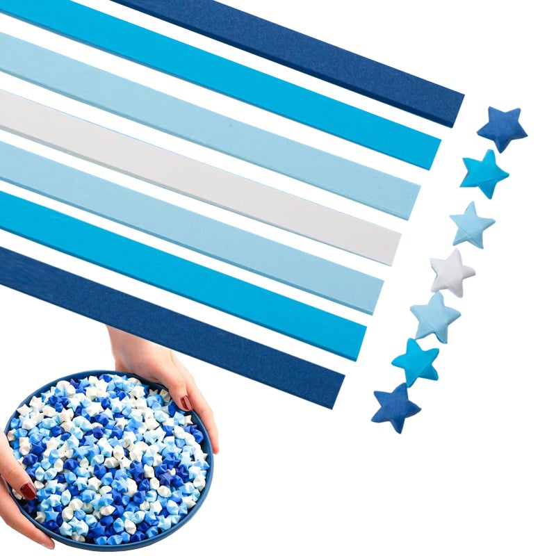 Hvogvok Origami Paper Stars Colorful Handcraft Origami Lucky Star Paper DIY Paper Arts Creativity Hand Art Crafts Blue gradient 1350 sheets - Image 3