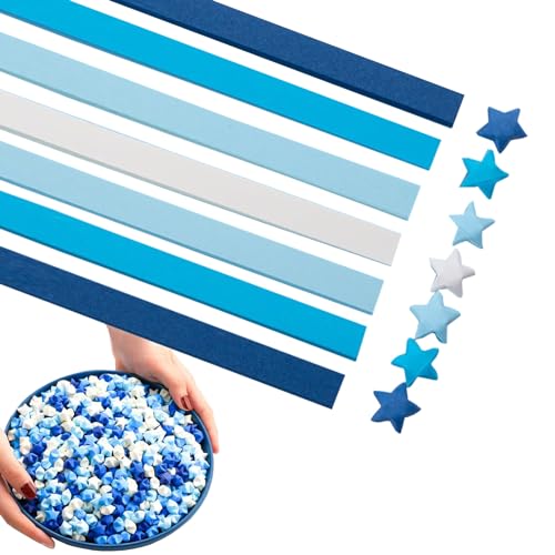 Hvogvok Origami Paper Stars Colorful Handcraft Origami Lucky Star Paper DIY Paper Arts Creativity Hand Art Crafts Blue gradient 1350 sheets - Image 1